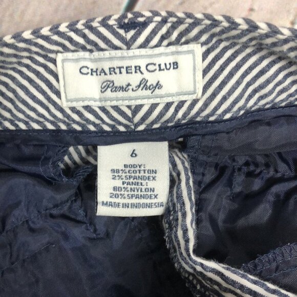 Chart Club shorts Women’s Blue & white striped Flat Front Bermuda size 6 - Picture 4 of 4